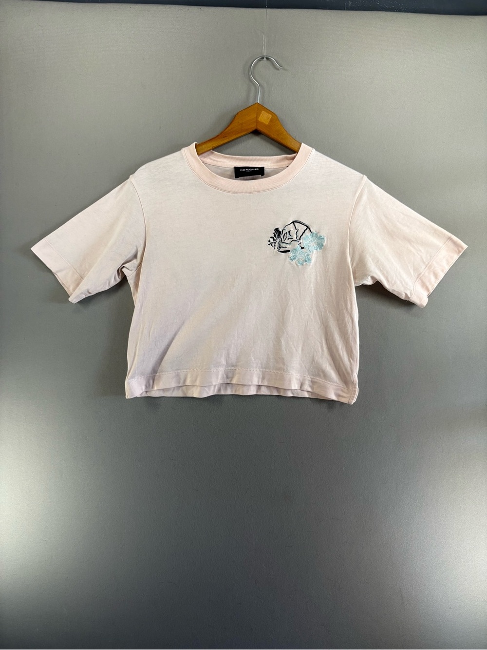 The Kooples Womens Skull T-shirt Women Skull Embroidered Light Pink Size 0